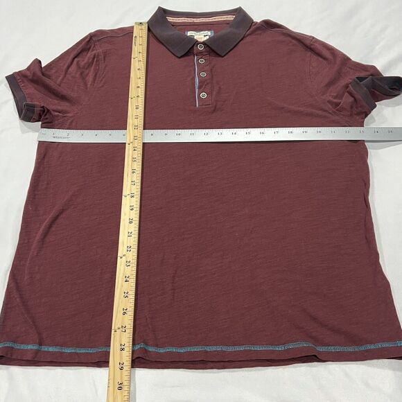Carbon 2 Cobalt Shirt Mens Burgundy Red Casual 4 Button Polo Cotton Size Large - Picture 6 of 7